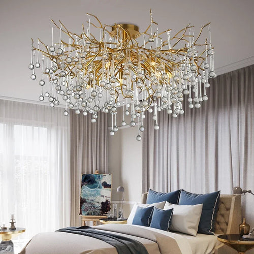 lustre nordique en cristal éclairage à led pour décoration intérieure - vue 4 sur 6