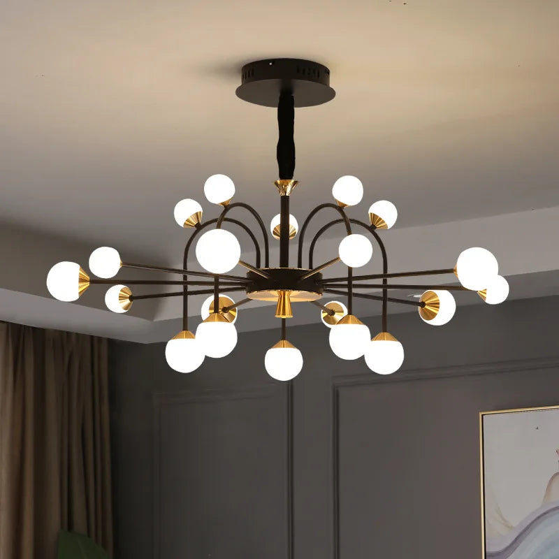 lustre boule de verre moderne simple et luxueux style nordique - vue 2 sur 13