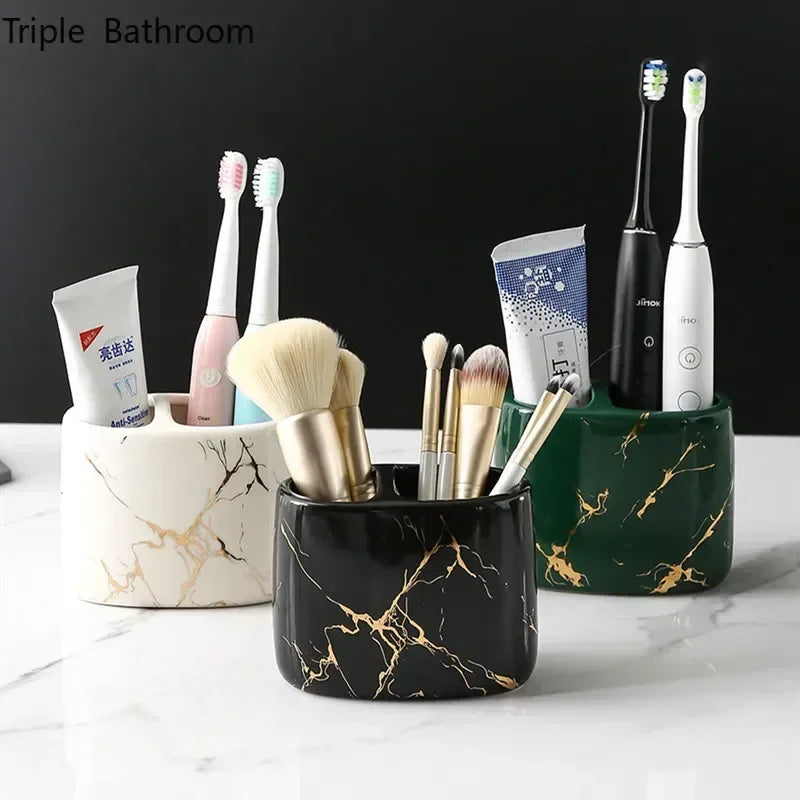 organisateur en céramique pour brosses à dents et dentifrice - vue 3 sur 10
