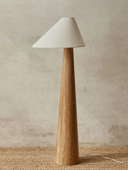 Lampadaire en tissu japonais salon à côté du canapé lampadaire en bois salon de thé rétro naturel chambre chevet lampe verticale - vue 2 sur 7