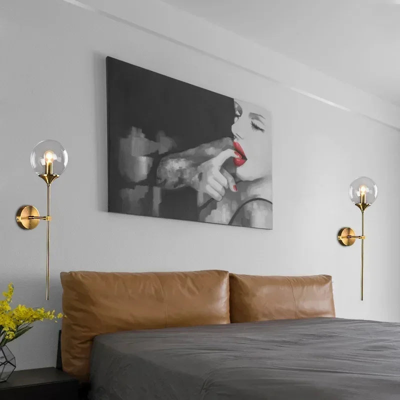 applique murale moderne en verre et chrome doré pour décoration intérieure - vue 3 sur 15