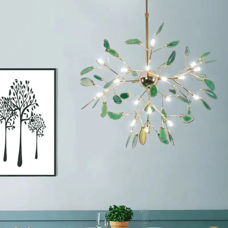 lustre en agate naturelle avec éclairage led et cordon réglable - vue 4 sur 14
