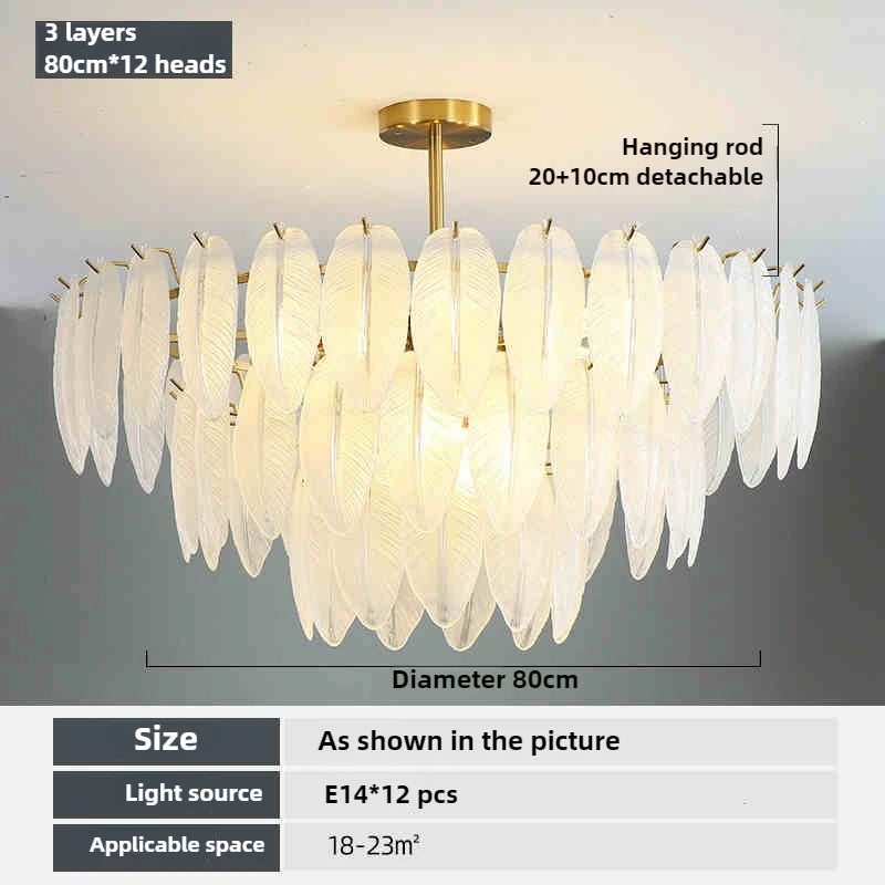 suspension créative en plumes de verre pour décoration moderne minimaliste