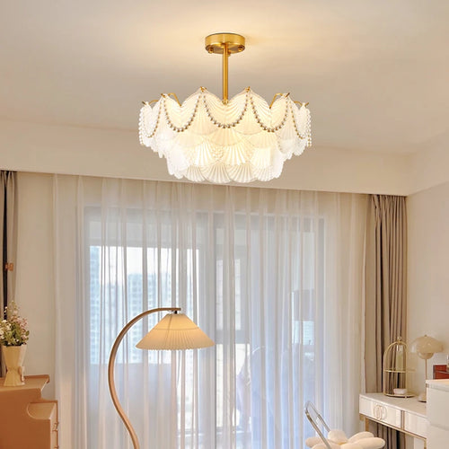 lustre de luxe en forme de coquille en cristal feng shui