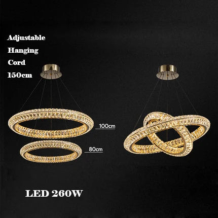 lustre en cristal doré design moderne pour intérieur élégant - vue 8 sur 11