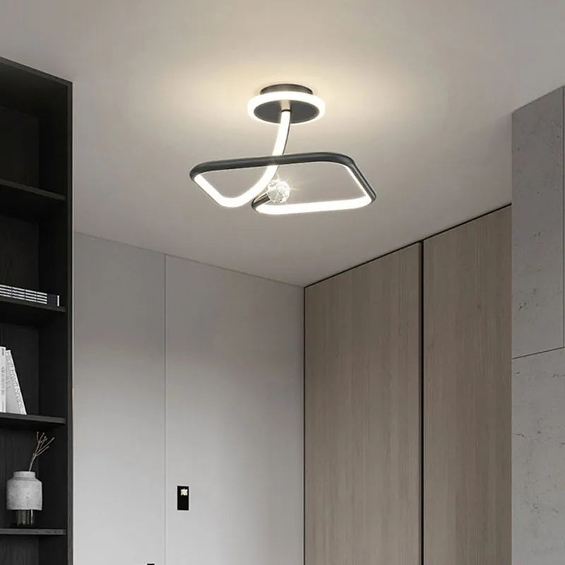 Plafonnier rond avec boule en cristal à LED - vue 7 sur 18