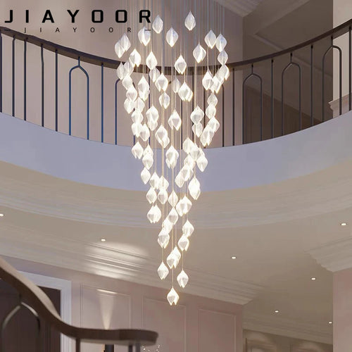 Suspension design Escalier moderne hôtel luxe en céramique pétale lumière LED