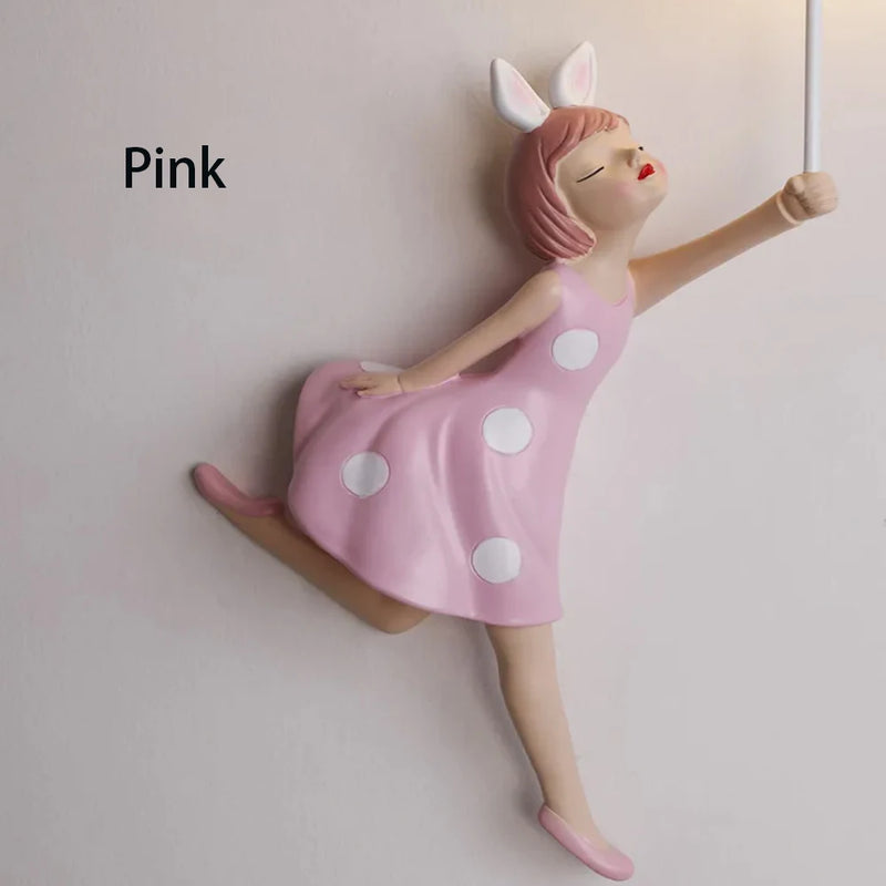 Cadeau résine rose fille applique décorative chambre de princesse Applique murale LED mignon chambre d'enfants appliques éclairage intérieur