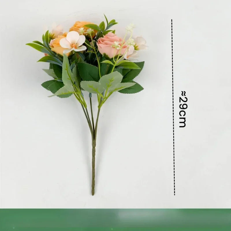 bouquet de roses artificielles en soie pour décoration intérieure