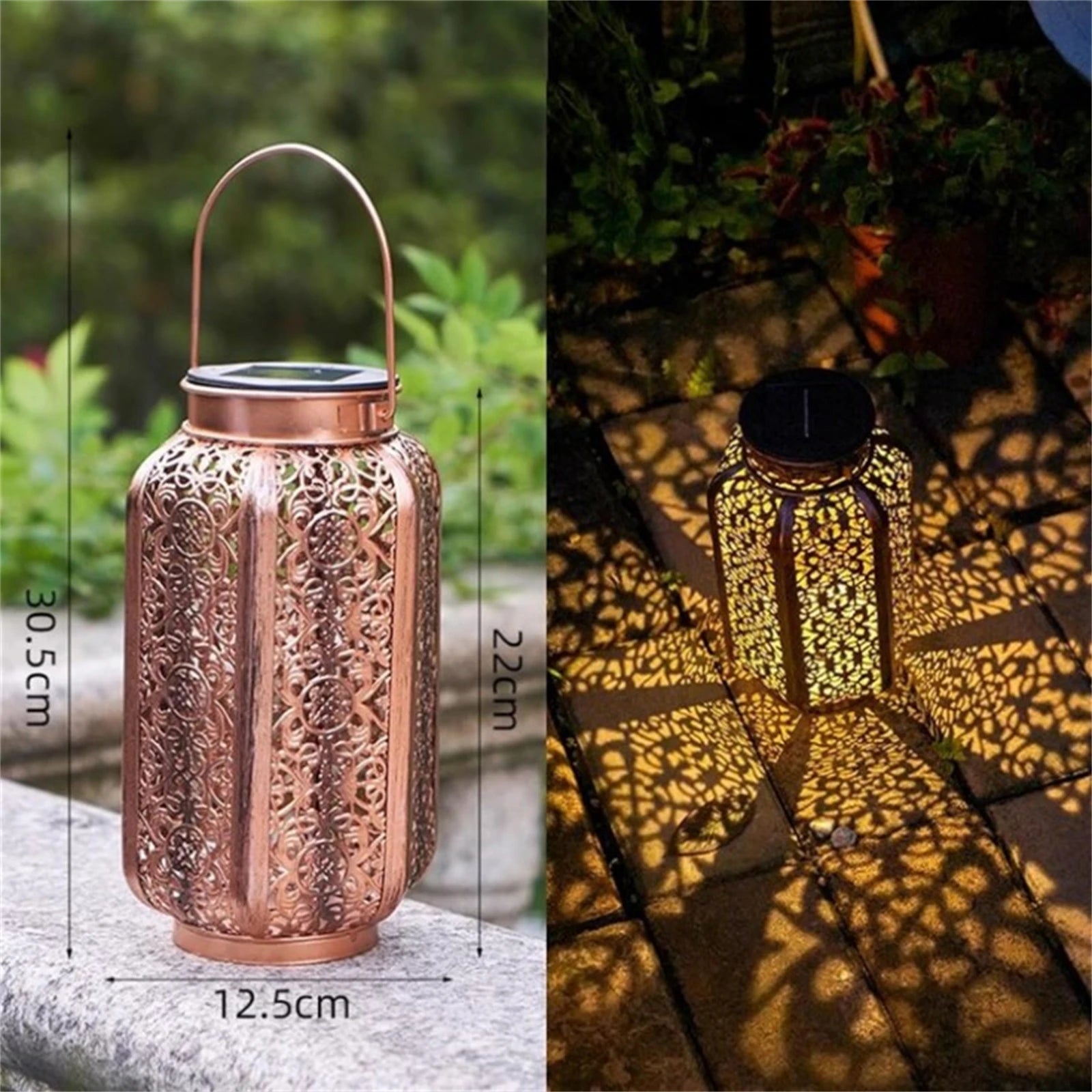 lanterne solaire à led motif rétro pour extérieur jardin patio - vue 3 sur 7