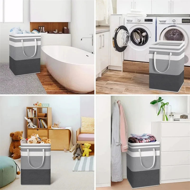 lot de 2 paniers à linge pliables et imperméables pour rangement - vue 3 sur 10