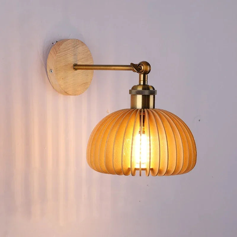 applique murale led en bois style japonais pour décoration intérieure - vue 3 sur 10
