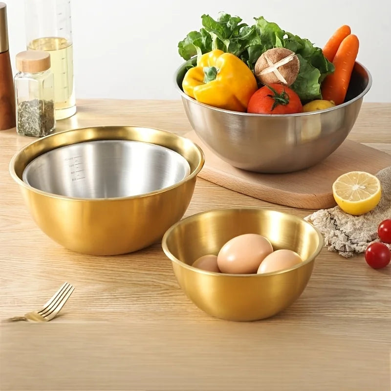 Set trois bols acier inoxydable cuisine mélange salades - vue 3 sur 5