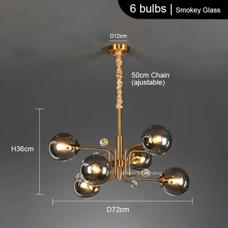 lustre led moderne 10 globes luminaire décoratif - vue 9 sur 18