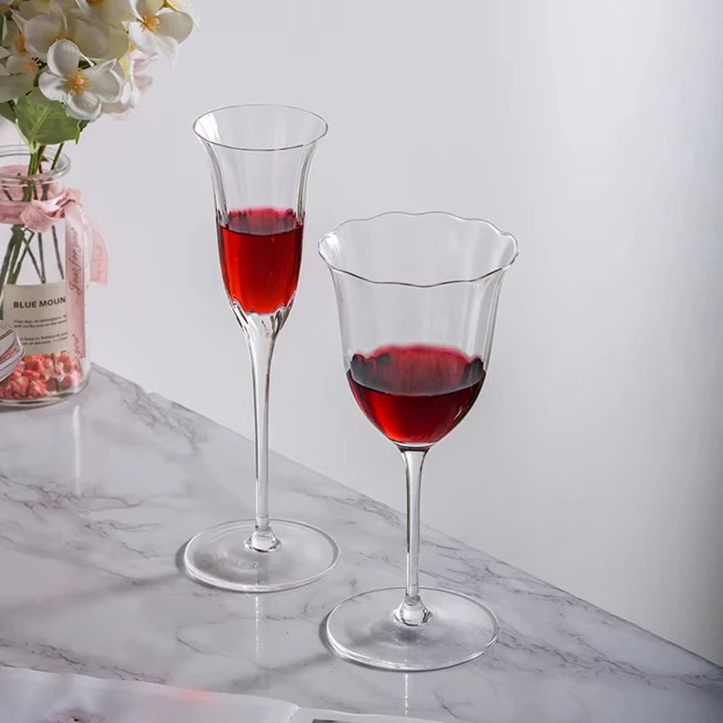 Verres cristal rétro rayures motif floral style bar