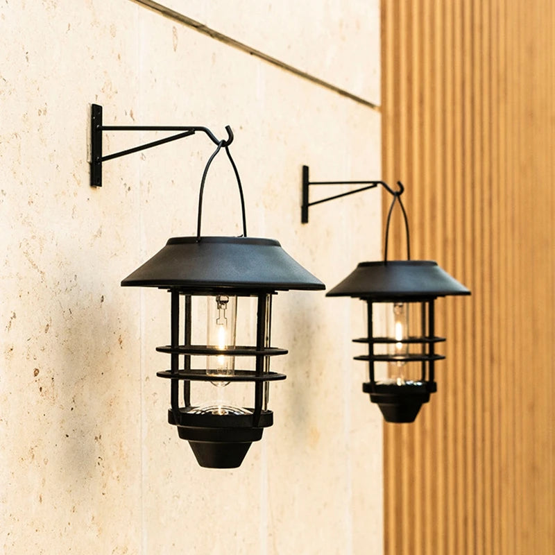 lampe solaire rétro murale vintage en métal étanche pour jardin et extérieur - vue 8 sur 7