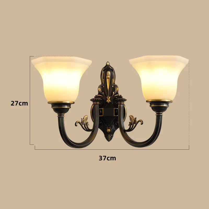 lustre vintage en cuivre avec abat-jour en verre dépoli - vue 9 sur 20