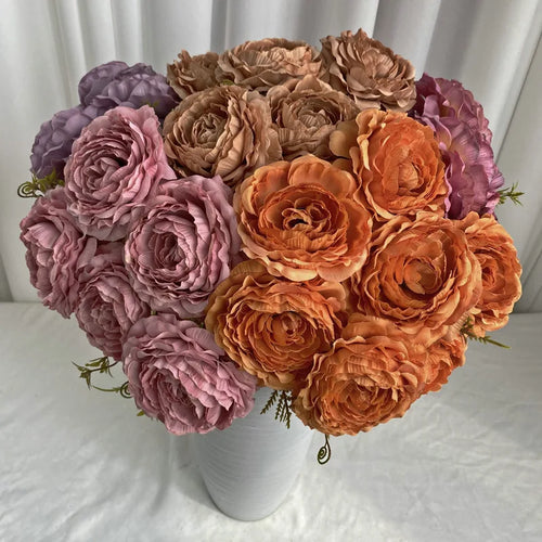 bouquet de pivoines artificielles en soie pour décoration florale - vue 4 sur 17