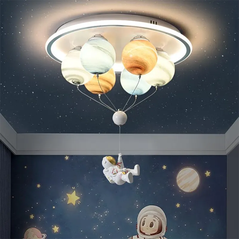 SANDYHA astronaute plafond moderne à LEDs lumière créative planète lampe pour chambre d'enfants salle à manger étude maternelle éclairage