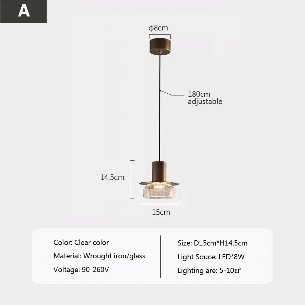 suspension led rétro en verre pour éclairage moderne et ambiance élégante - vue 11 sur 12