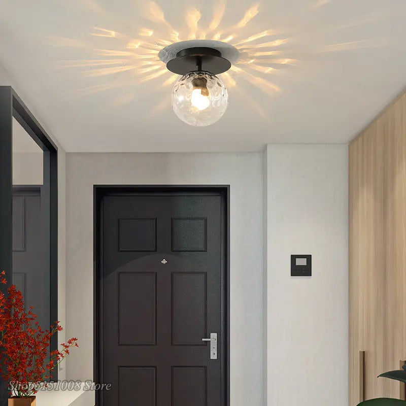 Lampes de plafond en verre boule ronde moderne pas cher pour Restaurant allée couloir balcon décoration luxe Led plafonniers