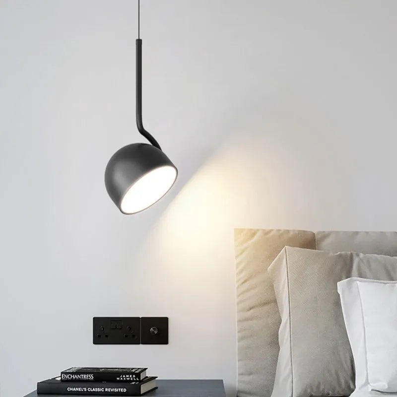 Nordique LED Suspension Lumière Minimaliste Noir Blanc Cuillère Fer Suspension Chambre Salons Étude Bureau Éclairage Luminaire