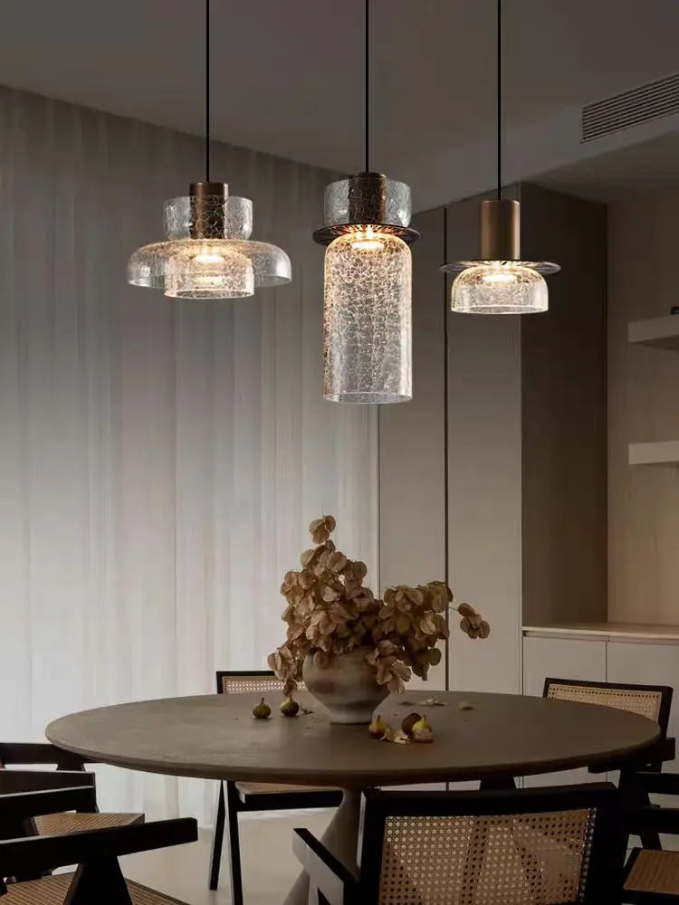 suspension rétro en verre craquelé style américain pour bar et café - vue 3 sur 12