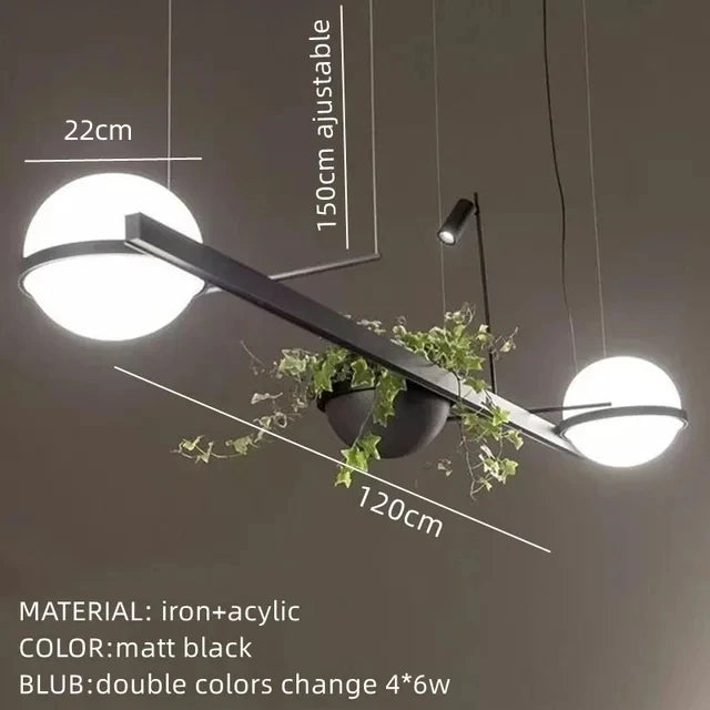 lustre moderne diy led avec pot de fleurs pour jardin céleste - vue 10 sur 18