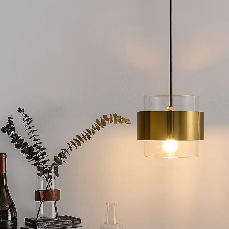 Suspension en verre art doré minimaliste moderne