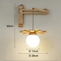applique murale suspendue en bois nordique avec bras oscillant led