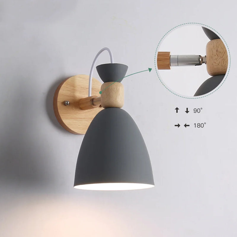 applique murale led style nordique en bois moderne