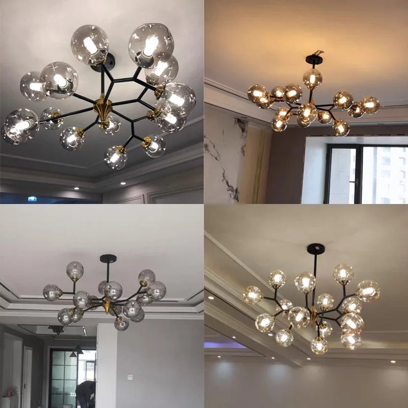 lustre nordique led en verre suspendu pour décoration intérieure - vue 7 sur 14