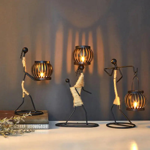 bougeoir créatif en fer pour décoration mariage et Noël - vue 3 sur 22
