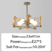 lustre en bois nordique lampe animal pour chambre enfant