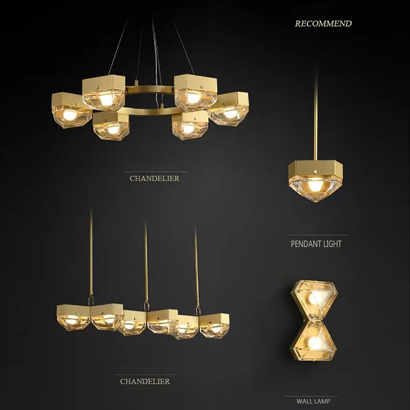 suspension led décorative en cuivre avec luminaire réglable - vue 6 sur 14