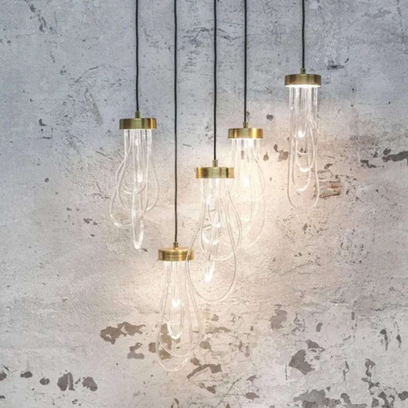 suspension led lumière transparente acrylique 	 fil réglable - vue 2 sur 8