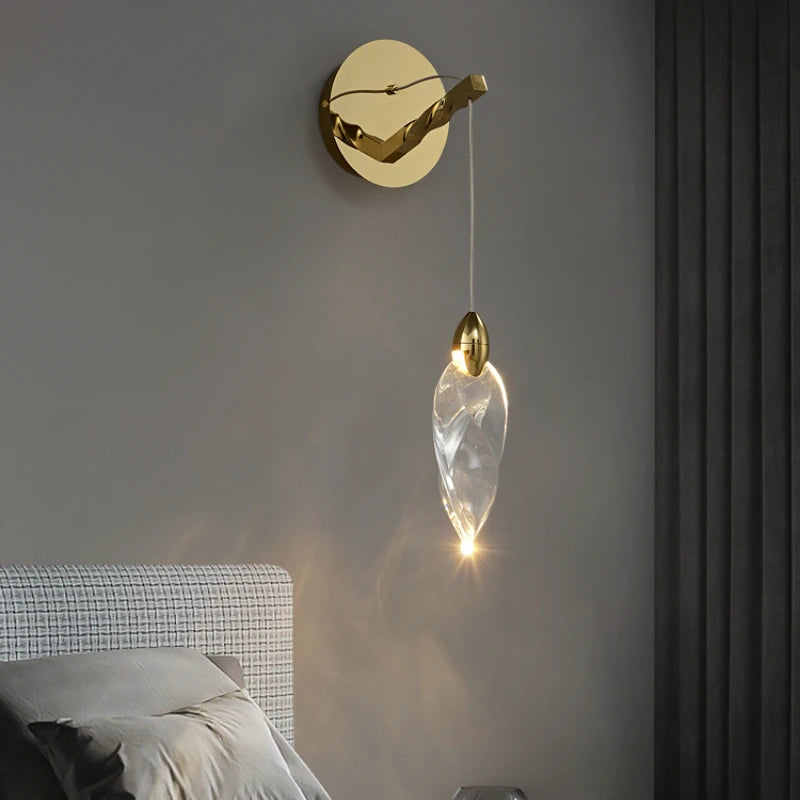applique murale goutte d'eau design moderne en cristal