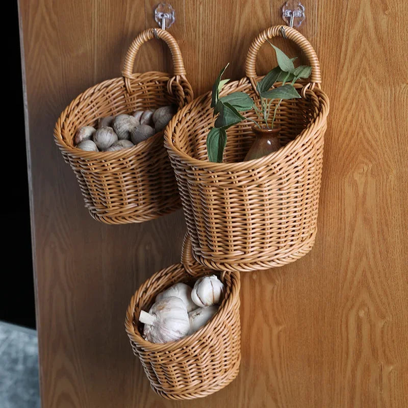 Panier Tissé PVC Avec Poignée - 25x21x10 Cm - Déco Intérieur Ou Pique-nique - Style Rustique