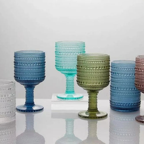 verres à vin rétro gaufrés pied haut multiusage