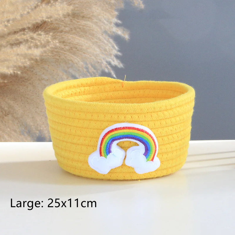 inheming Panier de rangement tissé pour chat, panier en corde de coton inheming Panier de rangement tissé pour chat, panier en corde de coton