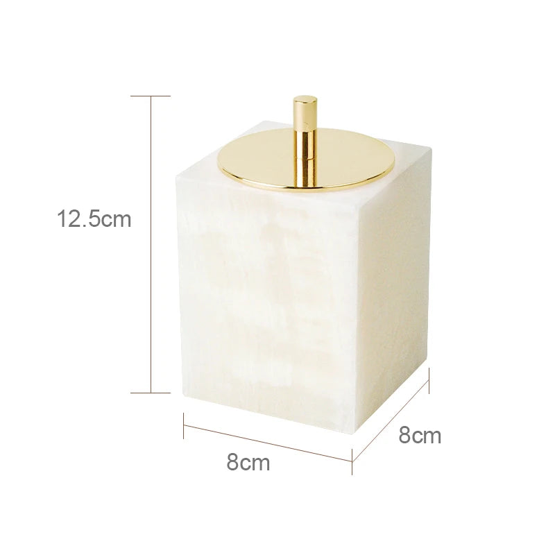 ensemble accessoires de salle de bain en marbre naturel luxe - vue 12 sur 23