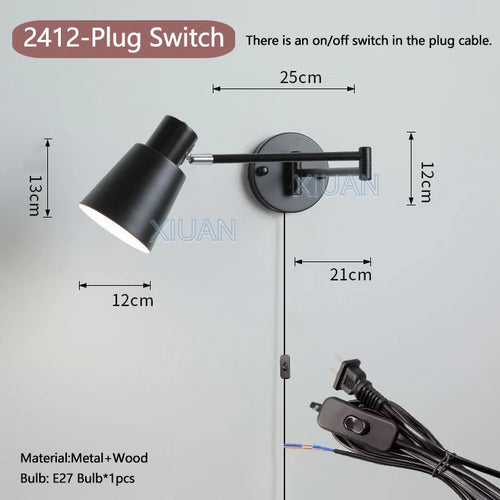 applique murale moderne bras pivotant led en tissu plissé métal - vue 10 sur 23
