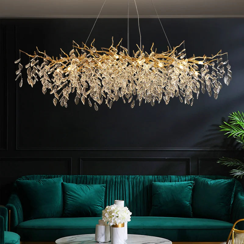 lustre en verre doré design luxueux pour décoration intérieure - vue 6 sur 16