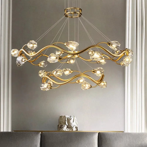 lustre led en cristal moderne de luxe pour éclairage intérieur