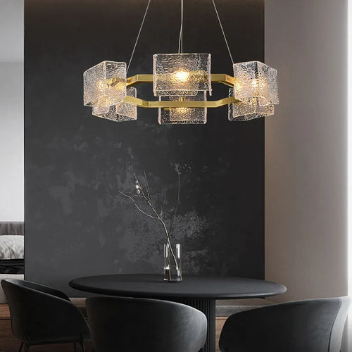 lustre en verre motif eau pour décoration intérieure style créatif - vue 5 sur 12