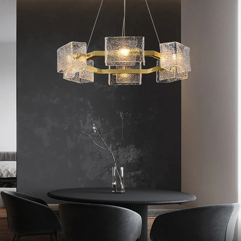 lustre en verre motif eau pour décoration intérieure style créatif - vue 4 sur 12