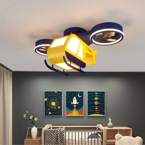 sandyha lampe led acrylique design hélicoptère dessin animé pour enfants - vue 4 sur 7