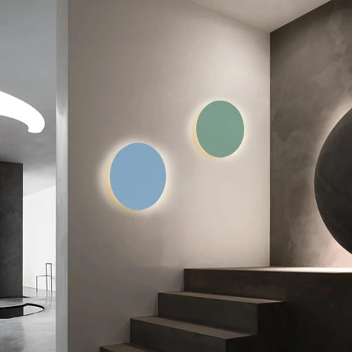 LED minimalisme appliques murales moderne maison salon chambre fond décoration murale coloré circulaire plaque de fer couloir applique murale