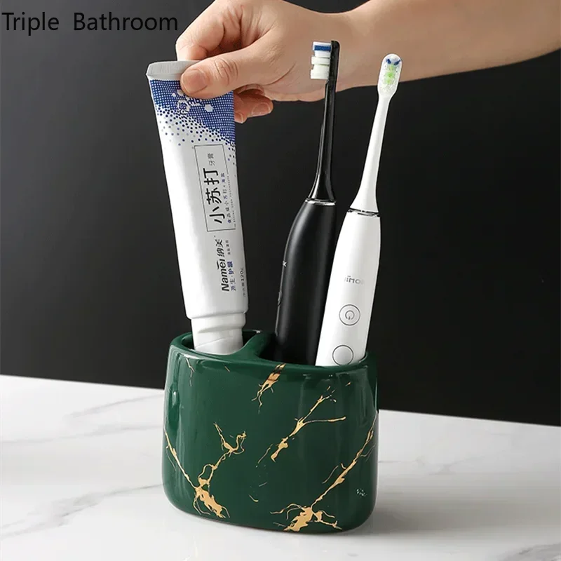 organisateur en céramique pour brosses à dents et dentifrice - vue 6 sur 10