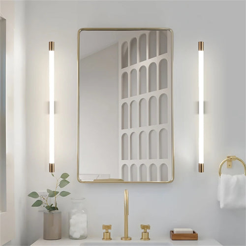 applique murale nordique led long miroir rond décoration villa - vue 4 sur 16